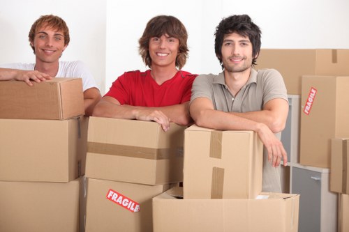 Packed boxes and furniture ready for a residential move in Maida Vale